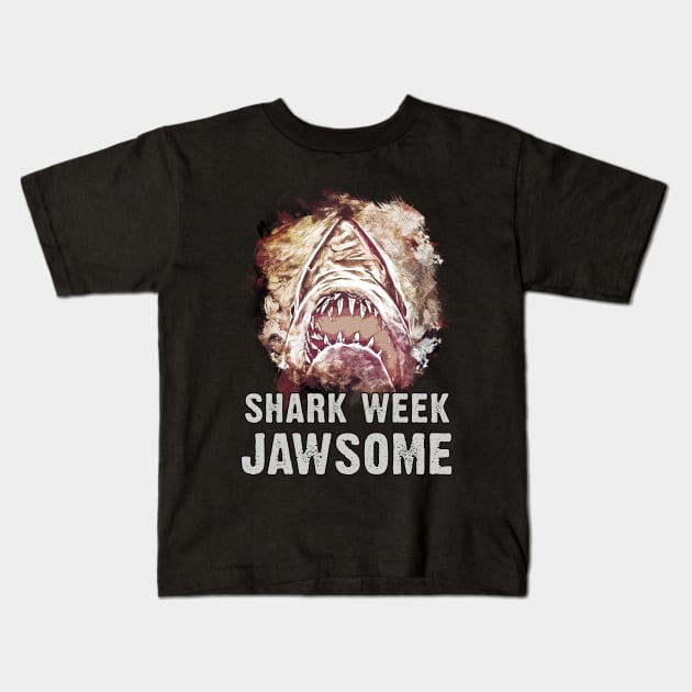 Shark Week Jawsome Kids T-Shirt by Naumovski